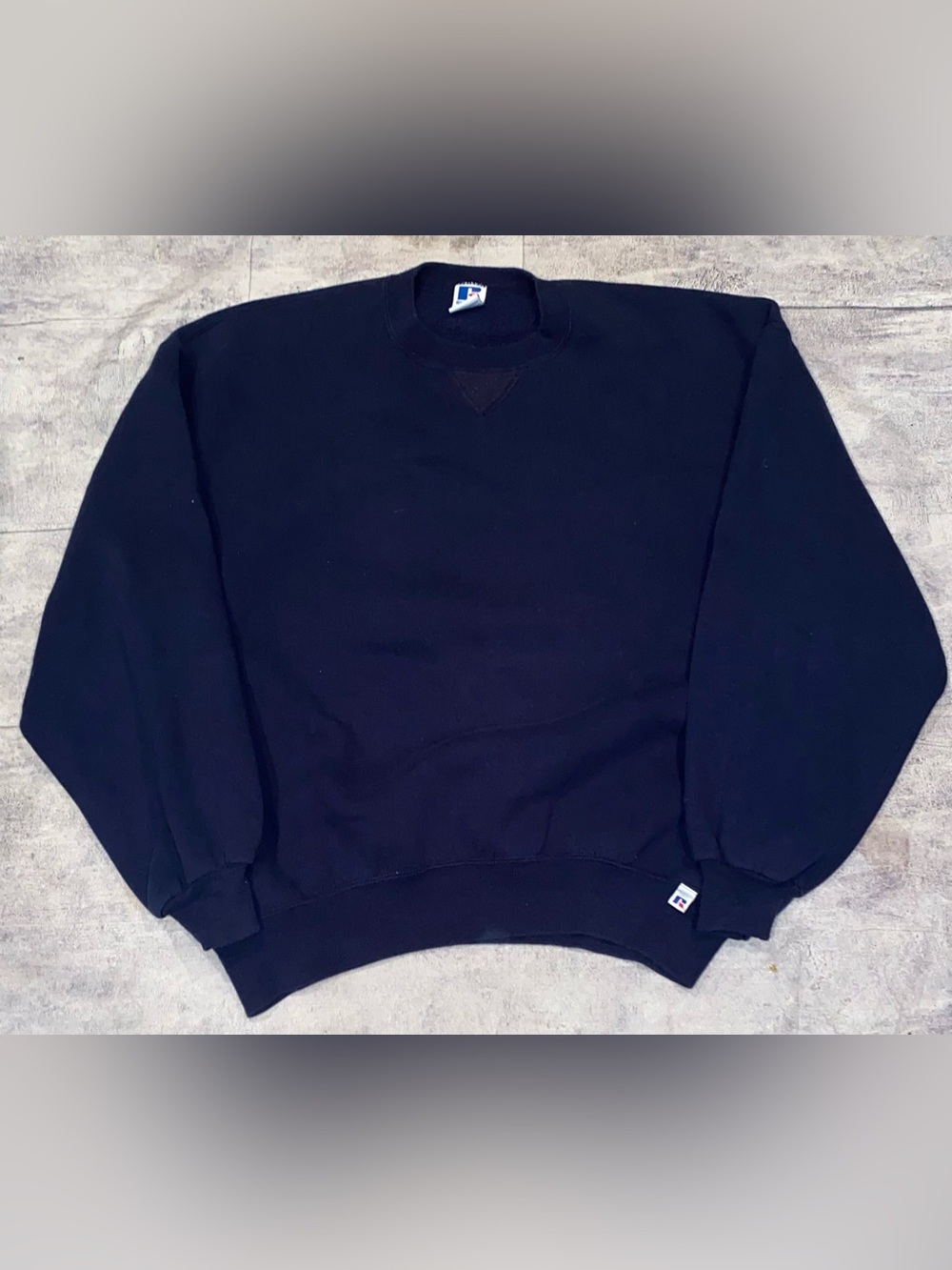 Vintage 90s Made In USA Russell Athletic Blank Boxy Crop Crewneck Sweatshirt XL